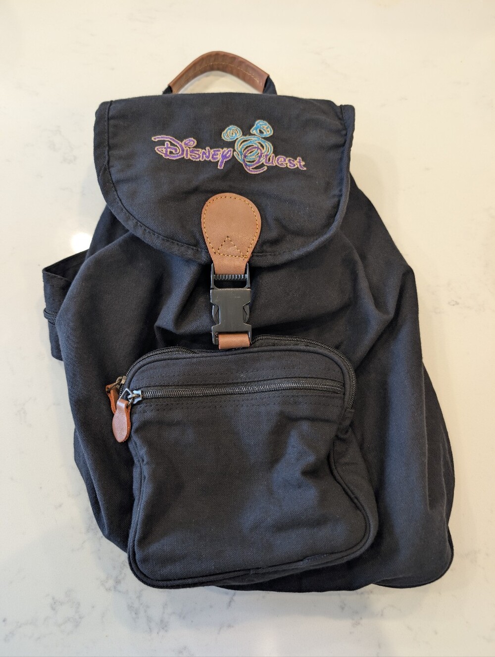 Vintage DisneyQuest Backpack Black Disney World 90s Mickey
